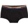 Tomboyx First Line Stretch Cotton Period Boyshorts In Black Rainbow Logo