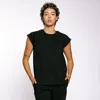 Tomboyx French Terry Cut Off Crew In Black