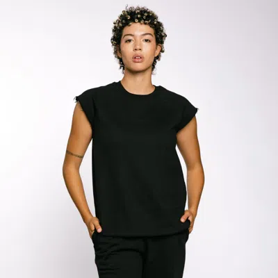 Tomboyx French Terry Cut Off Crew In Black