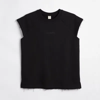Tomboyx French Terry Cut Off Crew In Black