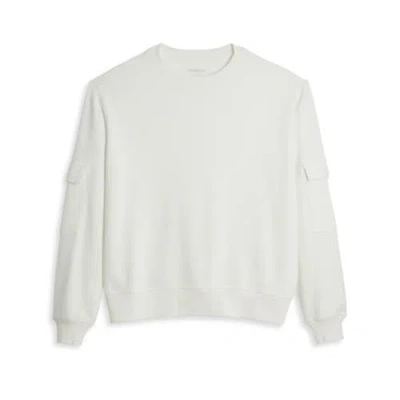 Tomboyx Modal Cloud Waffle Long Sleeve Cargo Crew In White