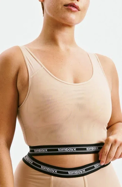 Tomboyx Powermesh Longline Bralette In Gold