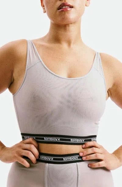 Tomboyx Powermesh Longline Bralette In Gray