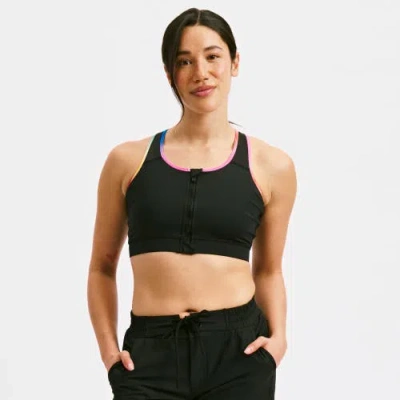 Tomboyx Racerback Zip Compression Bikini Top In Black