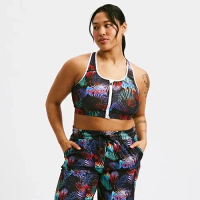 Tomboyx Racerback Zip Compression Bikini Top In Multi