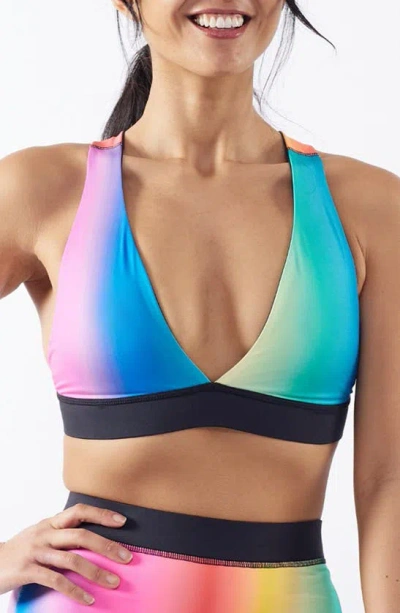 Tomboyx Reversible Plunge Bikini Top In Melting Rainbow