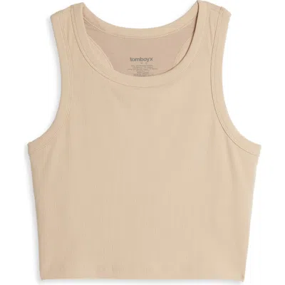 Tomboyx Rib Longline Sports Bra In Neutral
