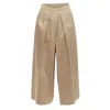 Tome Coated Cotton Tan Pleated Wide Leg Pants In Beige