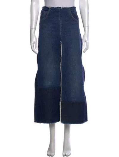 Pre-owned Tome Colorblock Pattern Long Skirt In Blue