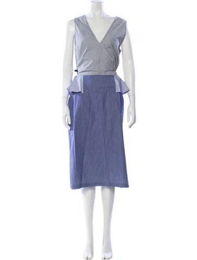 Pre-owned Tome Colorblock Pattern Midi Length Dress In Blue