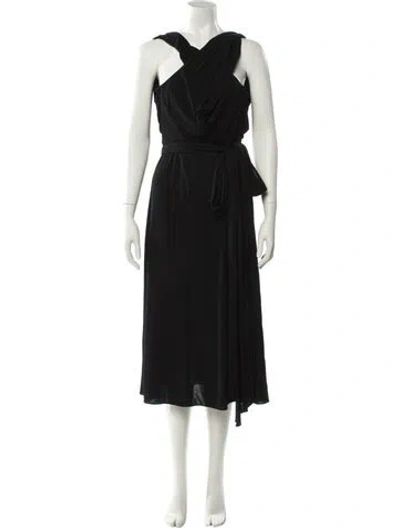 Pre-owned Tome Cowl Neck Midi Length Dress In Black