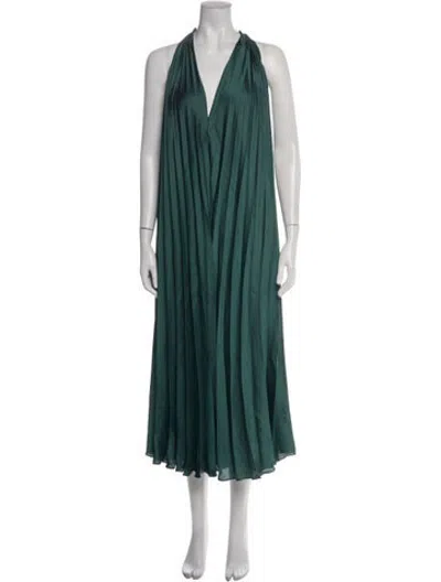 Pre-owned Tome Halterneck Long Dress In Green