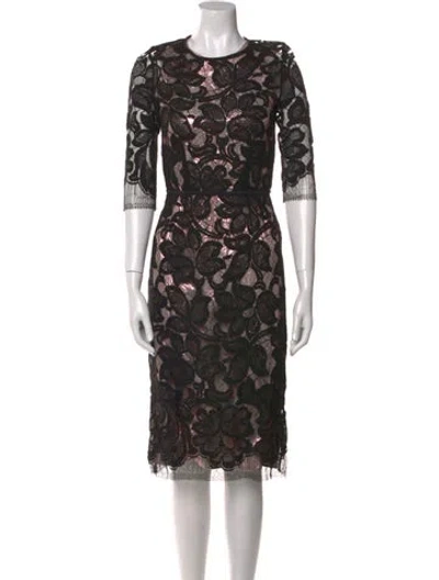 Pre-owned Tome Lace Pattern Midi Length Dress In Black