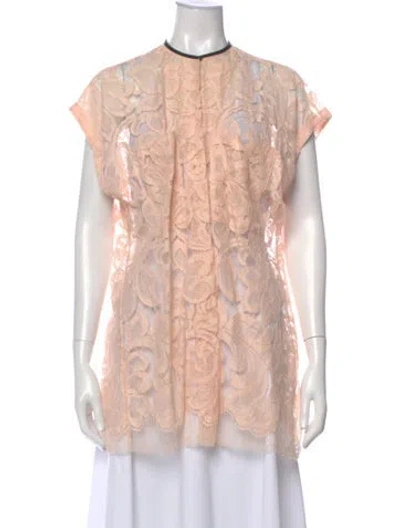 Pre-owned Tome Lace Pattern Short Sleeve Blouse