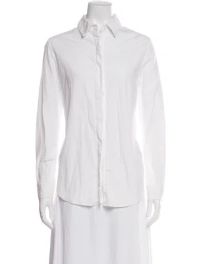 Pre-owned Tome Long Sleeve Button-up Top In Metallic/silver/white