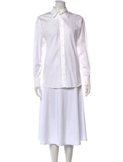 Pre-owned Tome Long Sleeve Button-up Top In White