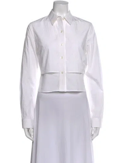 Pre-owned Tome Long Sleeve Button-up Top In White