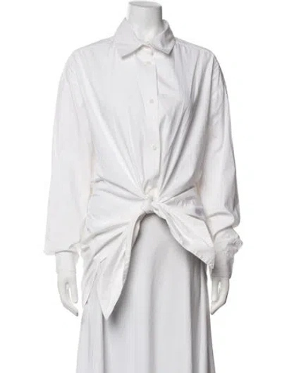 Pre-owned Tome Long Sleeve Button-up Top In White