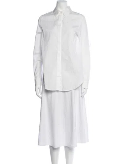 Pre-owned Tome Long Sleeve Button-up Top In White