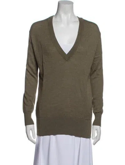 Pre-owned Tome Merino Wool V-neck Sweater In Green