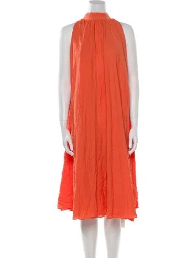 Pre-owned Tome Mock Neck Midi Length Dress In Orange