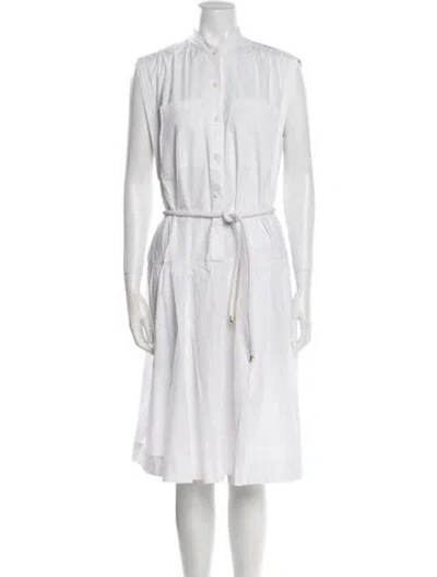 Pre-owned Tome Mock Neck Midi Length Dress In White