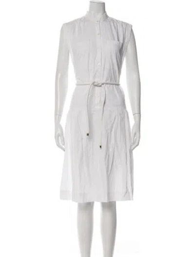 Pre-owned Tome Mock Neck Midi Length Dress In White