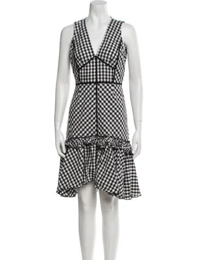 Pre-owned Tome Plaid Print Knee-length Dress In Black