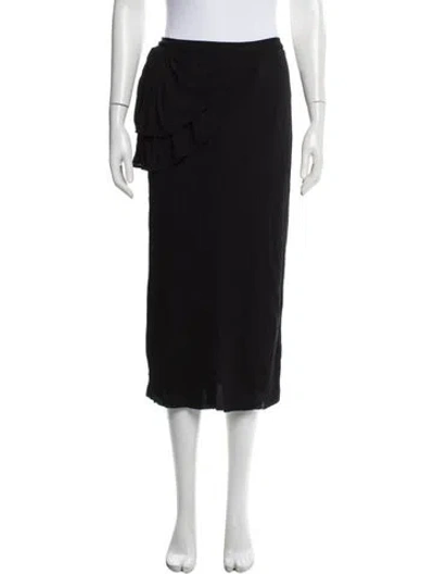 Pre-owned Tome Pleated Accents Midi Length Skirt In Black
