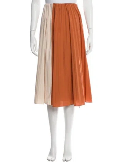 Pre-owned Tome Pleated Accents Midi Length Skirt In Neutral