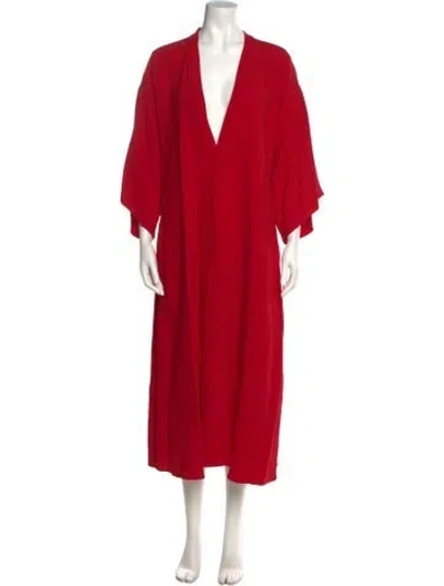 Pre-owned Tome Plunge Neckline Long Dress In Red