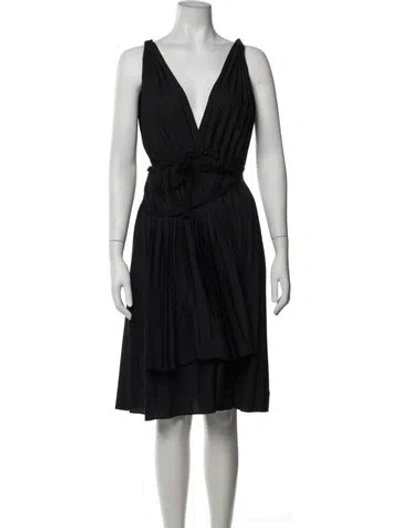 Pre-owned Tome Plunge Neckline Midi Length Dress In Black