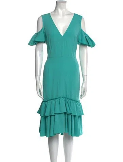 Pre-owned Tome Plunge Neckline Midi Length Dress In Blue