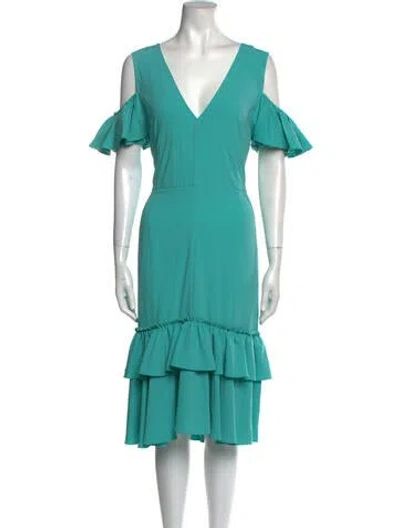 Pre-owned Tome Plunge Neckline Midi Length Dress In Blue