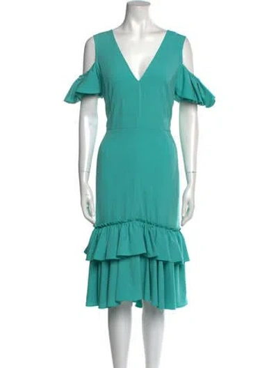 Pre-owned Tome Plunge Neckline Midi Length Dress In Blue