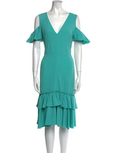 Pre-owned Tome Plunge Neckline Midi Length Dress In Blue