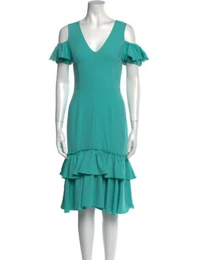 Pre-owned Tome Plunge Neckline Midi Length Dress In Blue