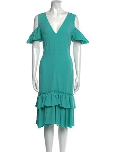 Pre-owned Tome Plunge Neckline Midi Length Dress In Blue