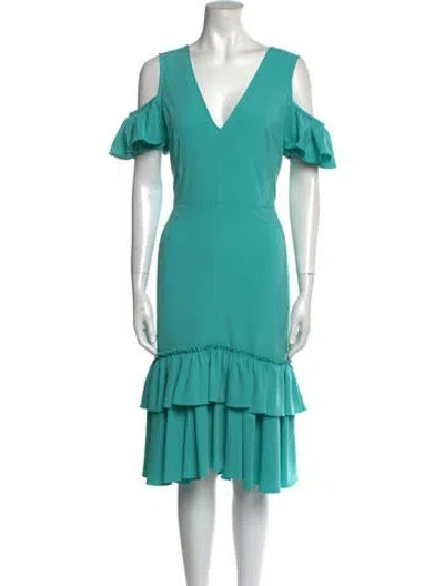 Pre-owned Tome Plunge Neckline Midi Length Dress In Blue