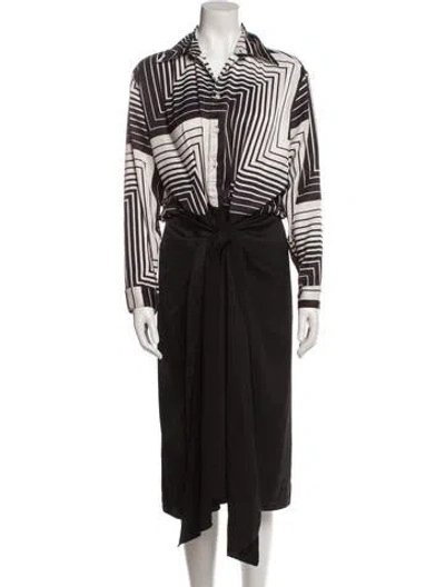 Pre-owned Tome Printed Midi Length Dress In Black