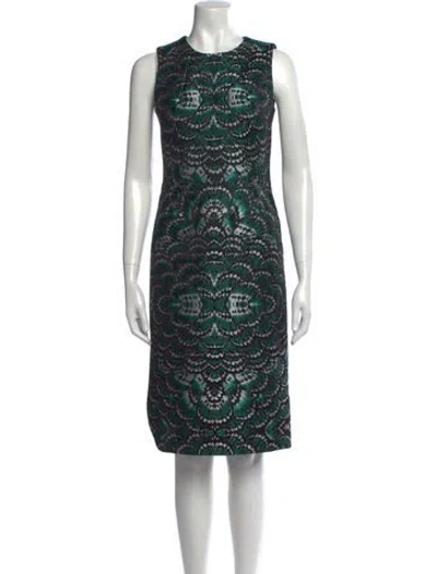 Pre-owned Tome Printed Midi Length Dress In Green