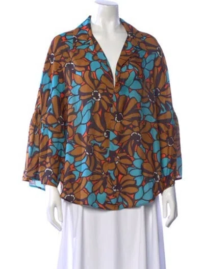 Pre-owned Tome Printed V-neck Blouse In Multi