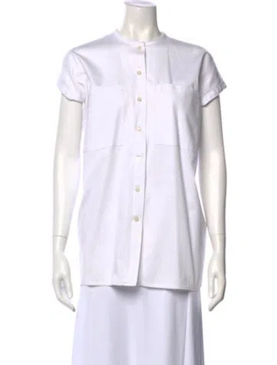 Pre-owned Tome Short Sleeve Blouse In White