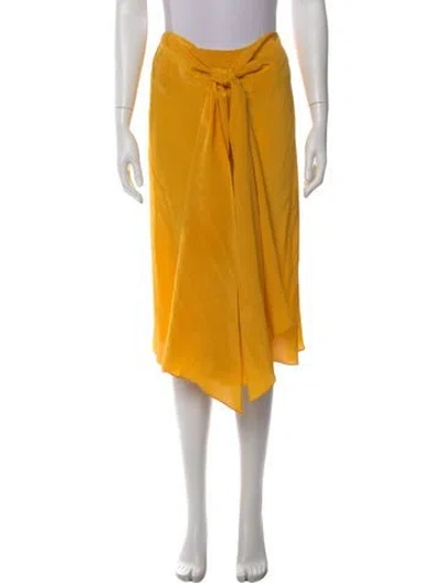 Pre-owned Tome Silk Midi Length Skirt In Yellow