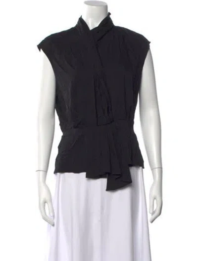 Pre-owned Tome Silk Tie Neck Top In Black