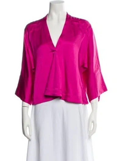 Pre-owned Tome Silk V-neck Blouse In Pink
