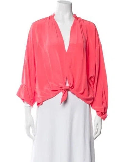 Pre-owned Tome Silk V-neck Blouse In Pink