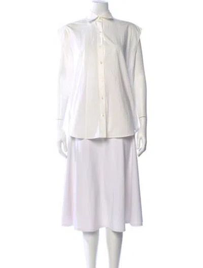 Pre-owned Tome Sleeveless Button-up Top In White