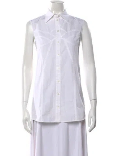 Pre-owned Tome Sleeveless Button-up Top In White