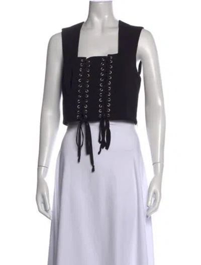 Pre-owned Tome Square Neckline Sleeveless Crop Top In Black